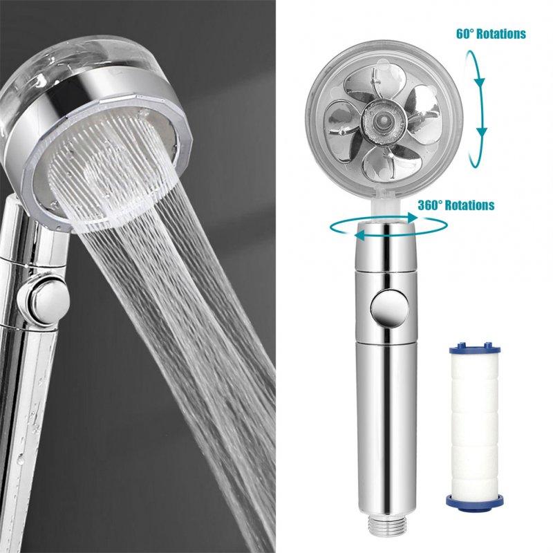 Wholesale Shower Head Multi-color Water Saving Flow Detachable 360 Rotating High Pressure Nozzle With Turbo Fan Silver  |   Household Products Home Garden & Tools Household Products