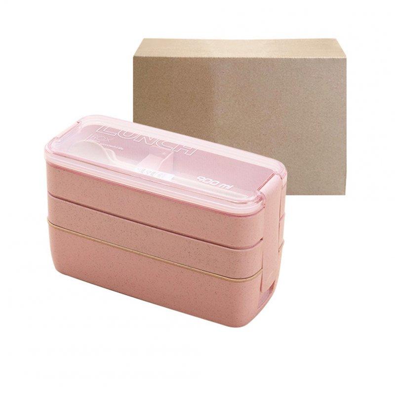 Wholesale Stackable Bento Box 3 Layer Lunch Box With Fork And Spoon 3 Grid Design Detachable Compartment Tray Rectangular Lunch Box Kit For Boys Girls Children 3-layers  pink (900ml)  |   Kitchen & Dining Home Garden & Tools Kitchen & Dining