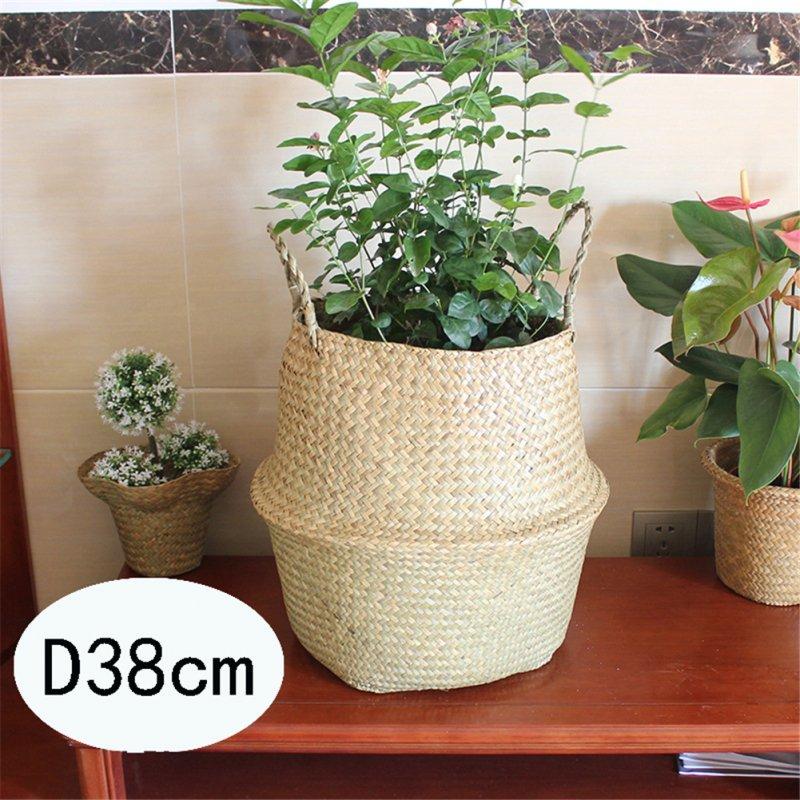 Wholesale Straw Basket Seaweed Natural Color Middle Diameter 38cm Seagrass Flower Pot Household Supplies For Storage as shown  |   Garden & Lawn Garden & Lawn As shown