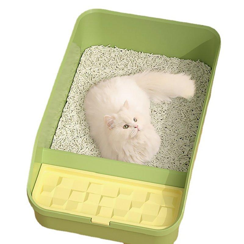 Wholesale High Sides Cat Litter Box With Hidden Storage Compartment, Concave Convex Large Pedal, Anti-Splashing Open Top Litter Box With Scoop, Tool-Free Assembly green Small size  |   Pet Supplies Home Garden & Tools Green + Small size