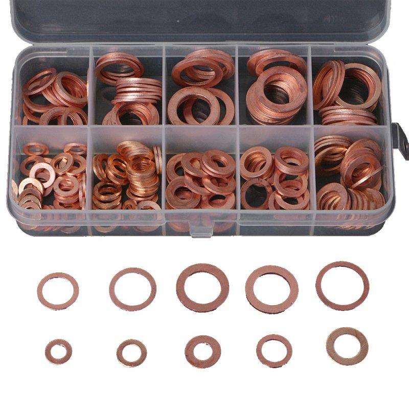 Wholesale 200pcs Copper Washer Red Copper Oil Seal Gasket Box Flat Washer Set  |   Industrial & Scientific Home Garden & Tools As picture shown