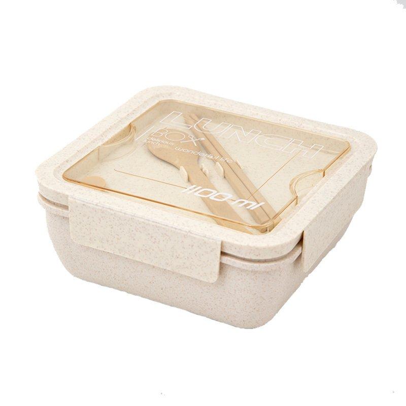 Wholesale Bento Box For Office Leak Proof Sealed Lunch Dinner Containers Reusable Lunch Box With Compartments Microwave Safe (Chopsticks And Spoon Included) Beige Square 1100ml  |   Kitchen & Dining Home Garden & Tools Kitchen & Dining