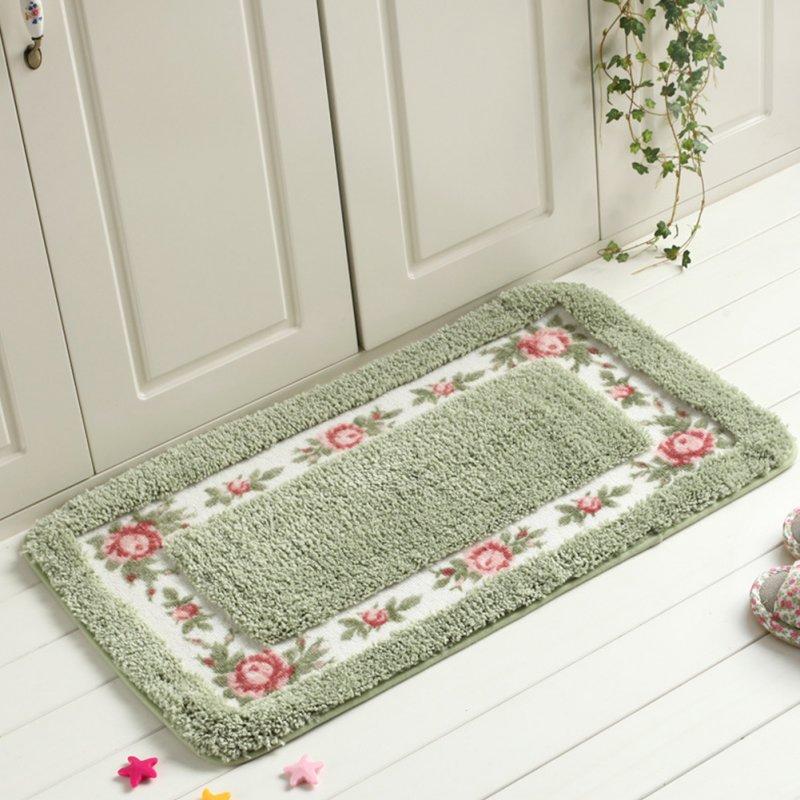 Wholesale Pastoral Style Rose Pattern Non Slip Water Absorption Rectangle Carpet Floor Mat  |   Household Products Home Garden & Tools Household Products