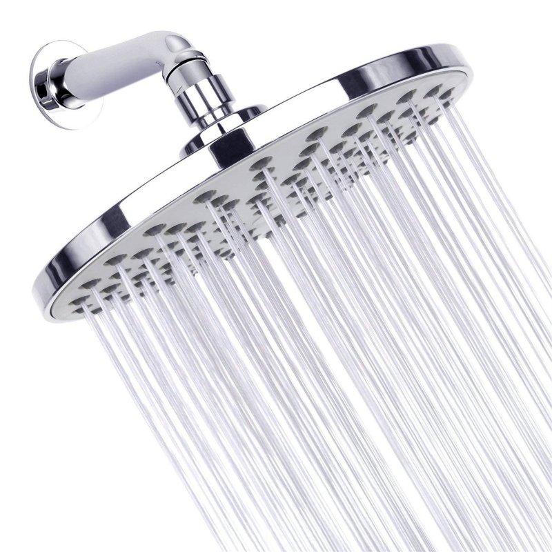 Wholesale Shower Head High Pressure Chrome Plated Finish Adjustable Angles Anti-Clogging Rubber Nozzles Fixed Showerhead 8 Inch silver  |   Household Products Home Garden & Tools Household Products