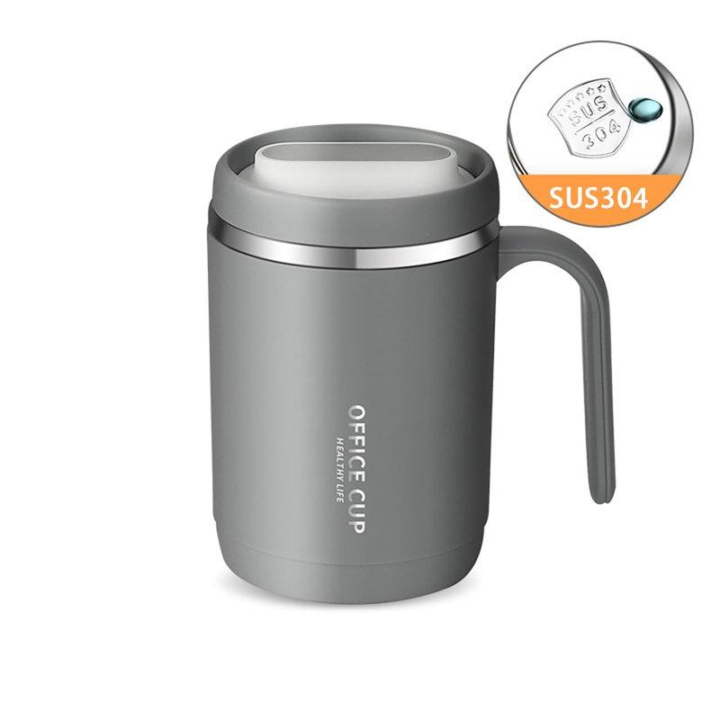 Wholesale Vacuum Insulated Coffee Mug 500ml Large Capacity Anti-scalding Double Wall 304 Stainless Steel Straw Cup With Lid gray  |   Kitchen & Dining Home Garden & Tools Gray