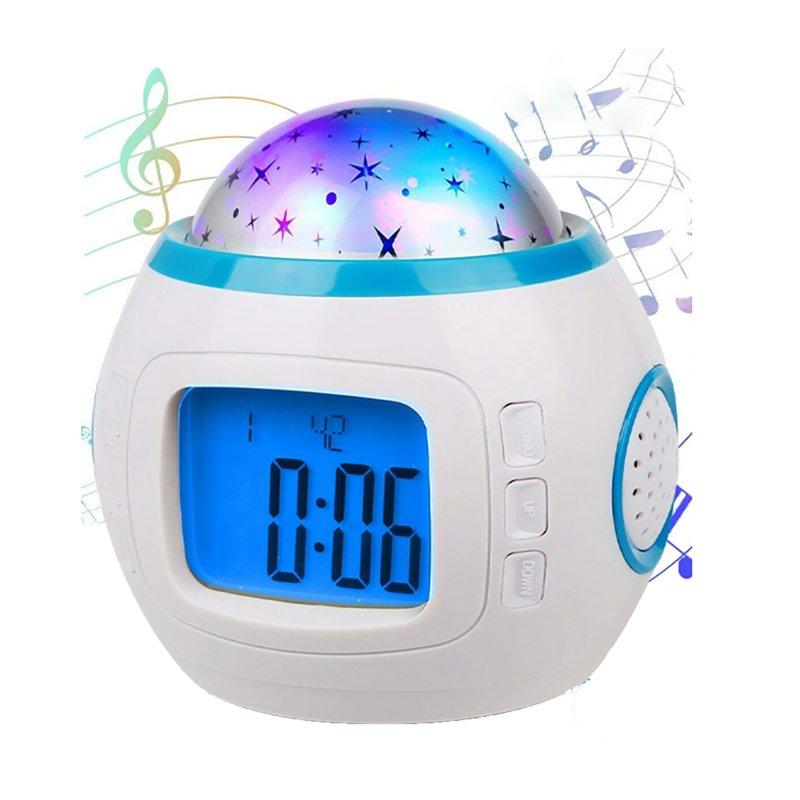 Wholesale Dreamy Music Starry Sky Projector Alarm Clock Projection Night Light Desk Clock Calendar Children Gifts White  |   Home Decors Home Decors Home Decors