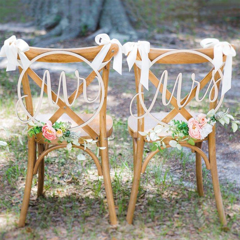 Wholesale Exquisite Wooden Chair Back Hanging Pendant with Ribbon for Wedding Party Decoration  |   Home Decors Home Decors Home Decors