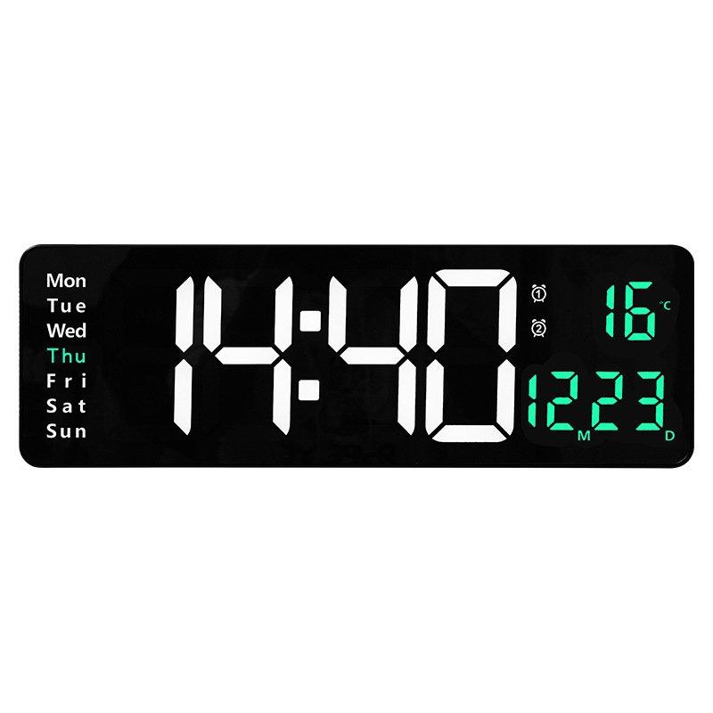 Wholesale Led Digital Wall Clock with Remote Control 16 Inch Adjustable Brightness Alarm Clock green word  |   Home Decors Home Decors Green word