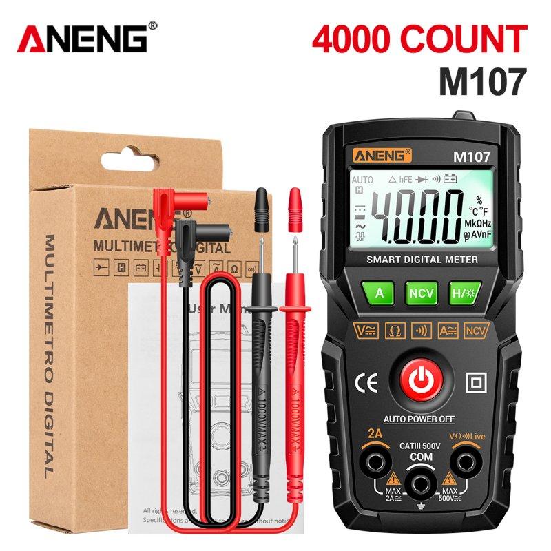 Wholesale ANENG M107 Digital Multimeter 0-500V 0-2A 4000 Counts Lcd Backlit Tester Black  |   Industrial & Scientific Home Garden & Tools Industrial & Scientific