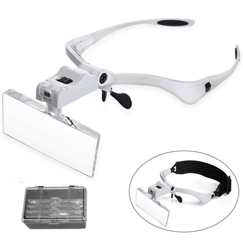 Wholesale Head Magnifier With LED Lights Headband Magnifying Glass With 5 Interchangeable Lenses 1.0X 1.5X 2.0X 2.5X 3.5X For Jewelry Arts Crafts White  |   Industrial & Scientific Home Garden & Tools Industrial & Scientific